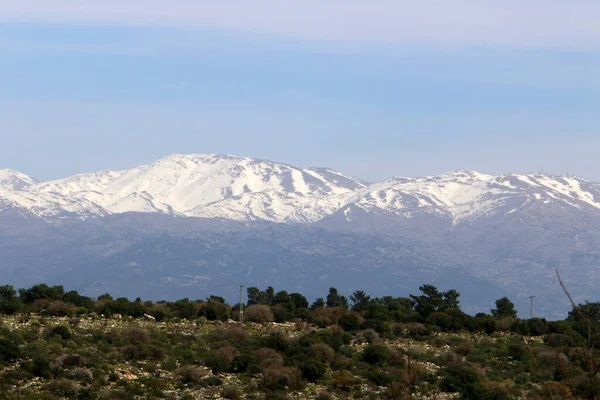 시리아 레바논 이스라엘 경계에 헤르몬산 산맥이다 최고점 814 — 스톡 사진