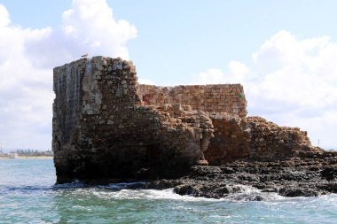 Kuzey İsrail 'deki antik bir kalenin taş duvarı 