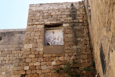 Kuzey İsrail 'deki antik bir kalenin taş duvarı 