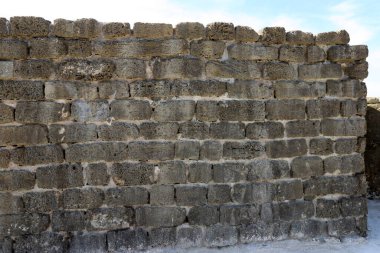 Kuzey İsrail 'deki antik bir kalenin taş duvarı 