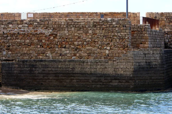 Parede Pedra Uma Antiga Fortaleza Norte Israel — Fotografia de Stock