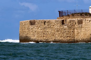 Kuzey İsrail 'deki antik bir kalenin taş duvarı 