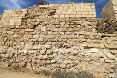 Kuzey İsrail 'deki antik bir kalenin taş duvarı 