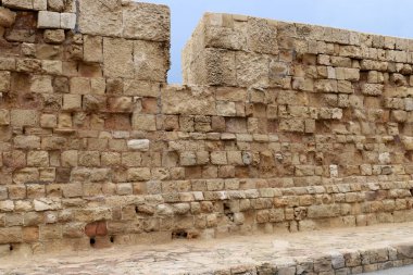 Kuzey İsrail 'deki antik bir kalenin taş duvarı 