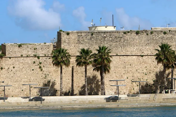 Parede Pedra Uma Antiga Fortaleza Norte Israel — Fotografia de Stock