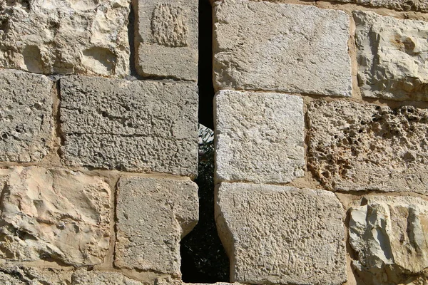 Stenen Muur Van Een Oud Fort Het Noorden Van Israël — Stockfoto