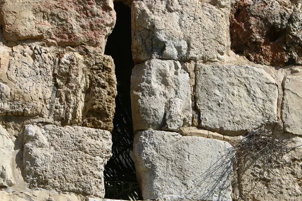 Каменная Стена Древней Крепости Севере Израиля — стоковое фото