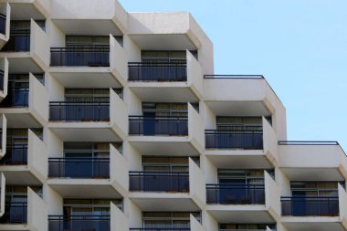 İsrail 'deki kentsel inşaatın modern mimari detayları. Soyut şehir fotoğrafçılığı 