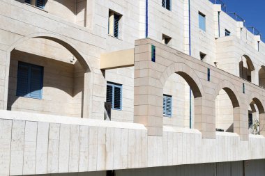 İsrail 'deki kentsel inşaatın modern mimari detayları. Soyut şehir fotoğrafçılığı 