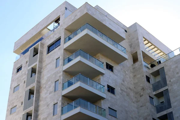 Fenêtre Balcon Détail Architectural Construction Moderne Israël Photo Ville Dans — Photo