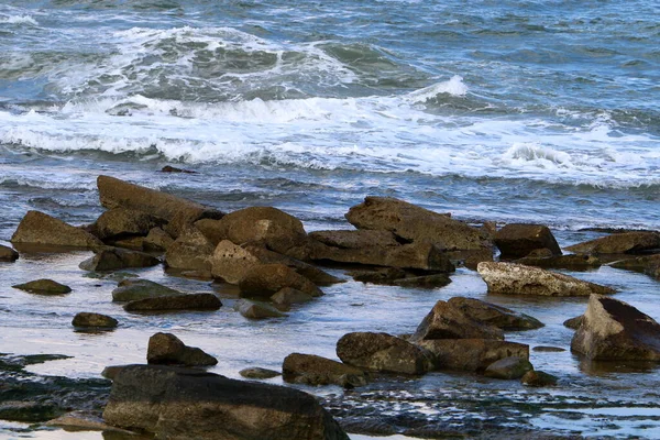 石はイスラエル北部の地中海沿岸の都市公園にあります — ストック写真