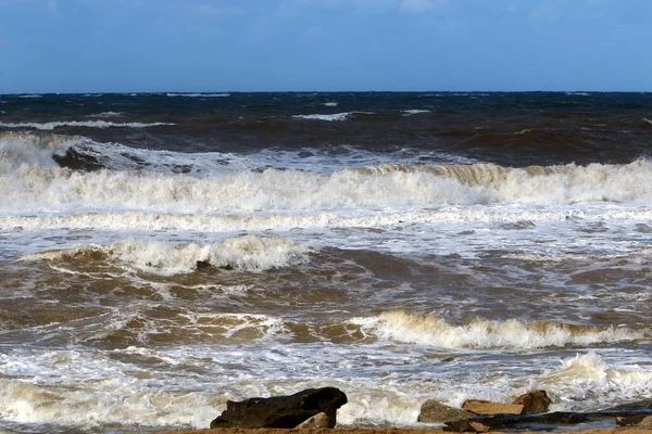 Middellandse Zeekust Het Noorden Van Israël Foto Genomen Voor Quarantaine — Stockfoto