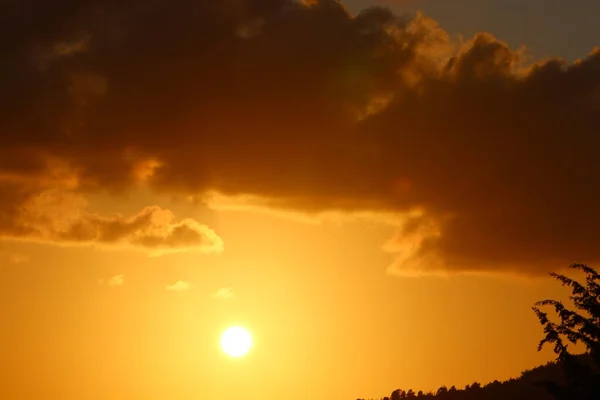Störender Sonnenuntergang Über Dem Mittelmeer Norden Israels Während Der Coronavirus — Stockfoto