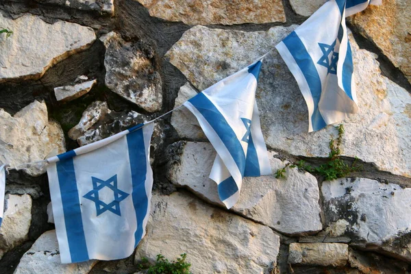 Bandera Israelí Blanco Azul Con Una Estrella Seis Puntas David — Foto de Stock