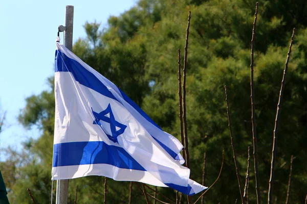 Bandiera Israeliana Bianco Blu Con Una Stella Sei Punte David — Foto Stock
