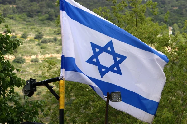 Bandera Israelí Blanco Azul Con Una Estrella Seis Puntas David — Foto de Stock