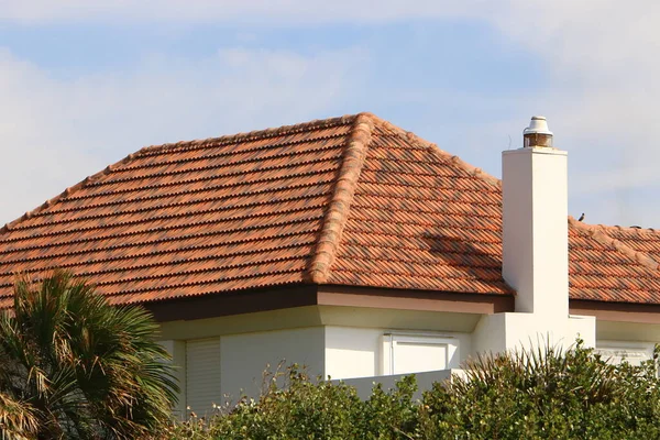 Roof House Northern Israel Covered New Red Tiles — Stock Photo, Image