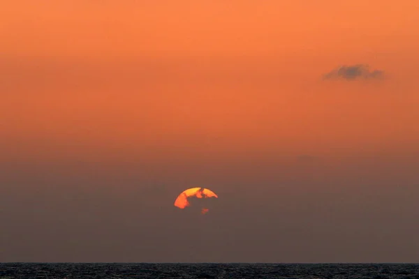 Coucher Soleil Sur Ciel Nuageux Dans Nord Israël Coucher Soleil — Photo