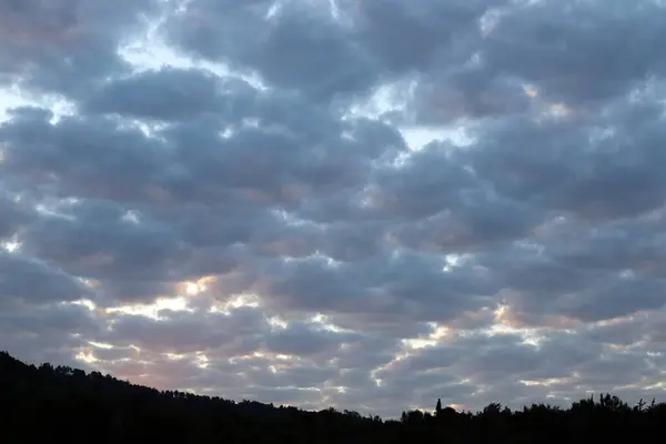 Chmury Piorunów Unoszące Się Niebie Północnym Izraelu Jutro Będzie Padać — Zdjęcie stockowe
