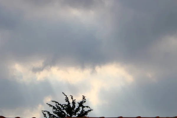 Грозовые Тучи Плавающие Небе Севере Израиля Завтра Будет Дождь Ветер — стоковое фото