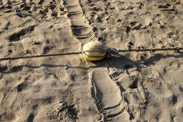 Cuerda Encuentra Playa Orillas Del Mar Mediterráneo Norte Del Estado — Foto de Stock