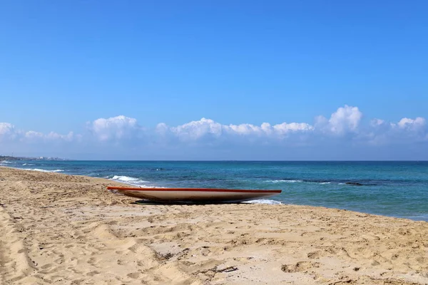 Playa Arena Las Orillas Del Mar Mediterráneo Norte Israel Verano — Foto de Stock