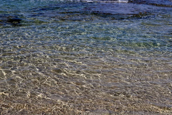 Plage Sable Sur Les Rives Mer Méditerranée Dans Nord Israël — Photo