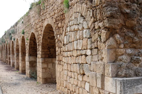 Acre Şehrindeki Eski Taş Viyadük Kaynaklardan Şehire Olan Şebekesi — Stok fotoğraf