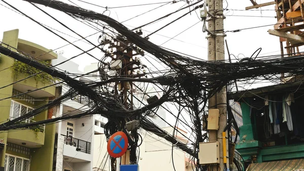 The web of power lines on the streets Ho Chi Minh City