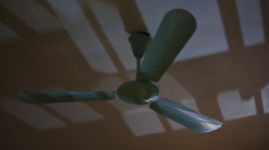 Running The Fan In The Room At Night Slow Rotation Stock