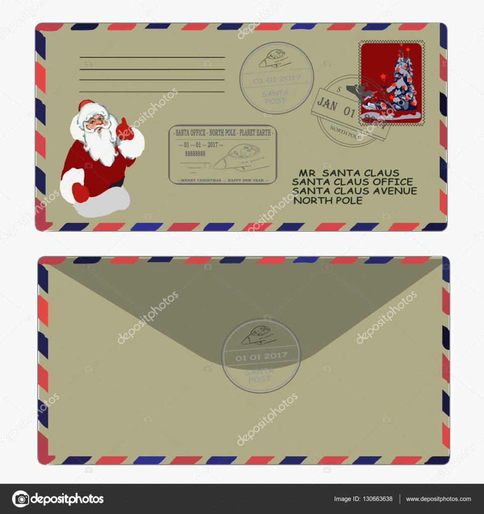 Natal, ano novo. carta ao Papai Noel. modelo, envelope 