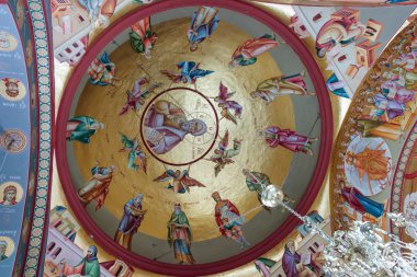 Capernaum (Cafarnaum), İsrail - 01 Ocak 2017: Kapari Oniki Havariler iç Rum Ortodoks Manastırı