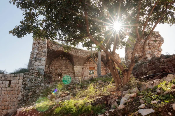 Zbytky hradeb a budov v pevnosti Yehiam — Stock fotografie