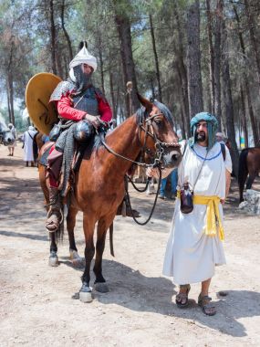 Participants in the reconstruction of Horns of Hattin battle in  clipart