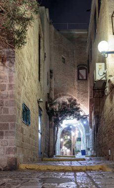 Queet street - gece Mazal aynı eski City Yafa, İsrail. 