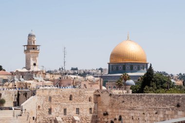 Temple Mount ve El-Ghawanima Kulesi eski şehir Kudüs, İsrail