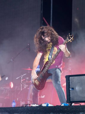 Haifa, İsrail için geleneksel yıllık bira festivalinde sahnede gitarist müzik grubundan gerçekleştirir