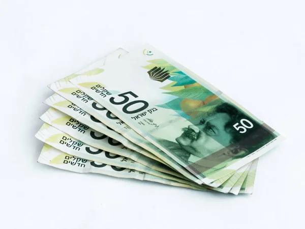 Birkaç yeni banknotların değer bir beyaz b 50 İsrail Yeni Şekeli