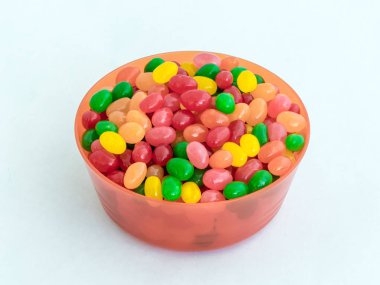 Turuncu plastik yuvarlak orta boy kase dolu gevşek ürünler için 