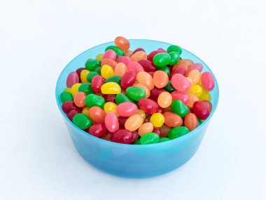 Orta boy kase gevşek ürünler için yuvarlak mavi plastik wi dolu