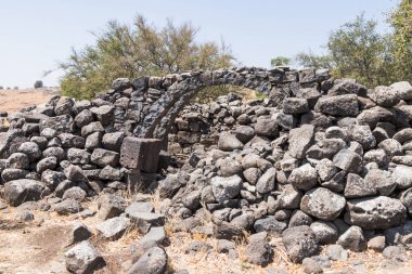 Antik kentin kalıntıları Korazim (Horazin, Khirbet Karazeh), yok bir depremin 4 yüzyılda İsrail Golan Tepeleri üzerinde