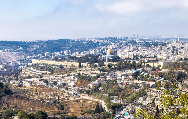 Blick auf die Mauern der Altstadt von jerusalem, dem Tempelberg — Stockfoto
