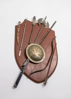 Sinaia, Romanya Peles Kalesi iç odasında duvara asılı silah