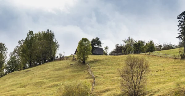 Granja en el valle de los pies de los Cárpatos cerca de la ciudad de Bran en Rumania —  Fotos de Stock