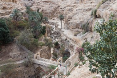 Wadi Kelt Mitzpe Yeriho İsrail yakınındaki St George Hosevit (Mar Jarvis) Manastırı çıkmak