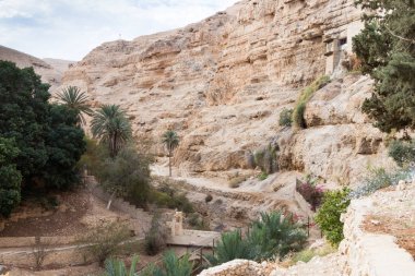 Wadi Kelt Mitzpe Yeriho İsrail yakınındaki St George Hosevit (Mar Jarvis) Manastırı parçası