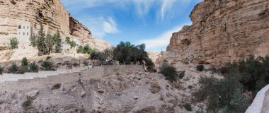 Wadi Kelt Mitzpe Yeriho İsrail yakınındaki St George Hosevit (Mar Jarvis) Manastırı parçası