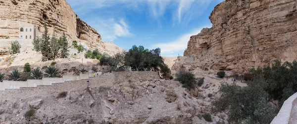Wadi Kelt Mitzpe Yeriho İsrail yakınındaki St George Hosevit (Mar Jarvis) Manastırı parçası — Stok fotoğraf