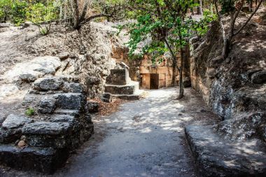 Beit Shearim Milli Parkı Kiriyat Tivon şehrin İsrail Necropolis'e girişine