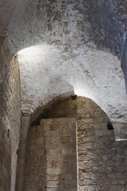 Acre İsrail eski şehir kale kalıntıları iç koridorlarda surlarının kalıntıları parçası